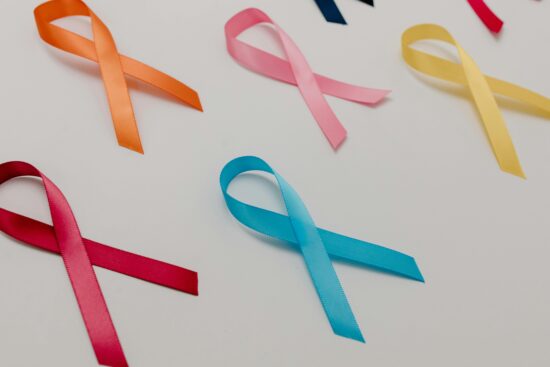 Collection of ribbons representing different type of cancers